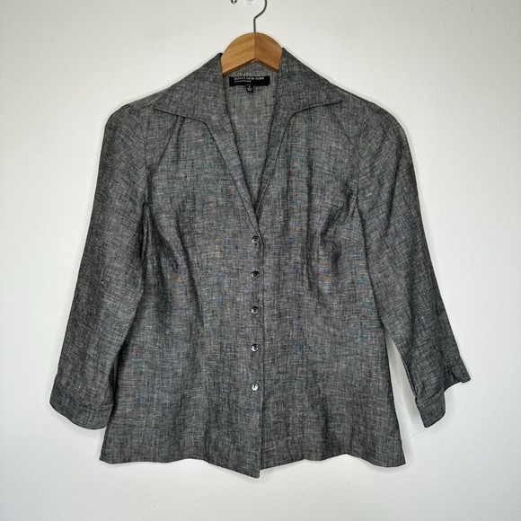 Jones New York Tops - Jones New York‎ Linen Button up Top Size 4 Gray